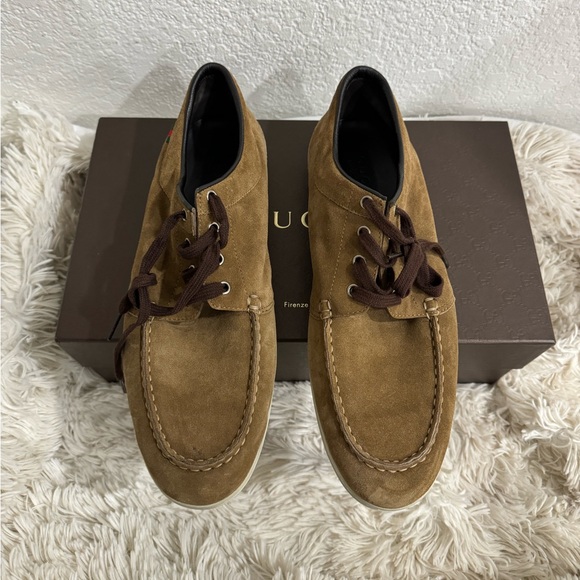 GUCCI Brown Suede Mens Loafers Size 10 - Picture 5 of 15